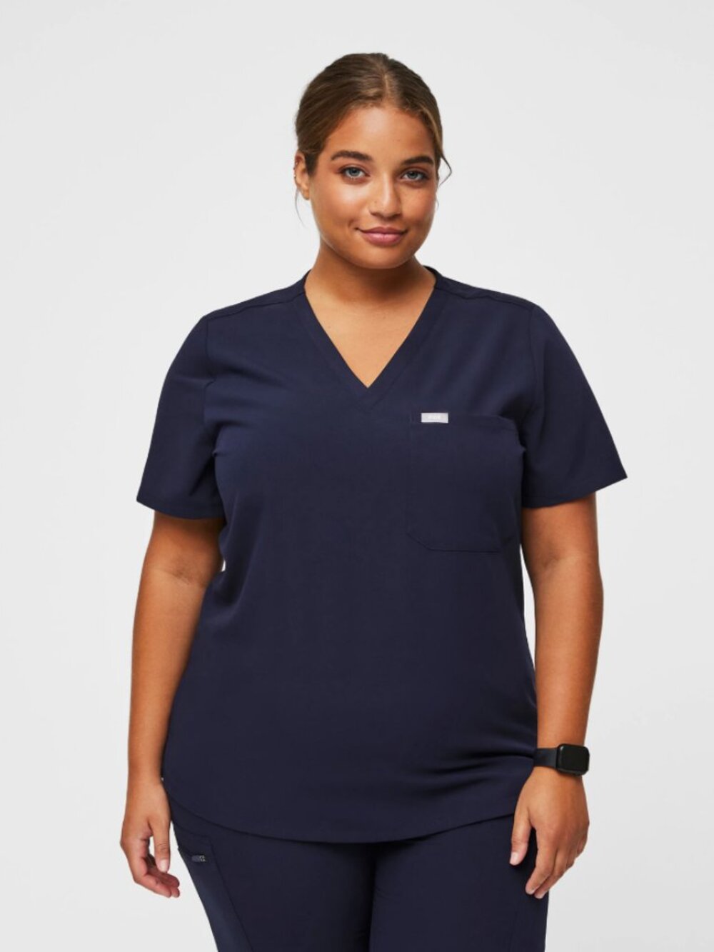 Figs V-Neck Short Sleeve 'Catarina' Scrub Top in Navy Blue Size XL